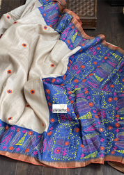 Pure Tussar Silk Lambani - Beige Hand Embroidered