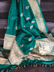 Pure Katan Silk Banarasi - Green Antique Zari