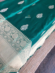 Pure Katan Silk Banarasi - Green Antique Zari