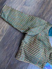 Designer Blouse - Teal Green Zari woven