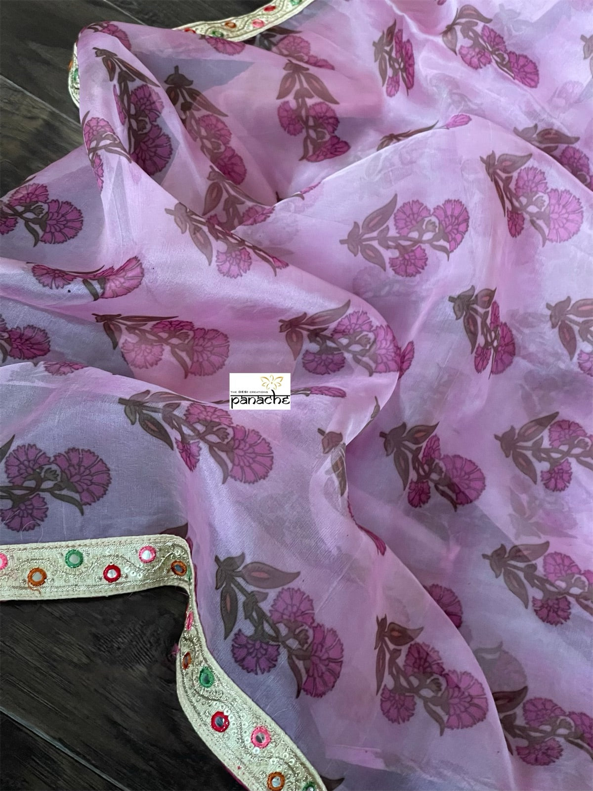 Designer Organza Floral - Light Pink