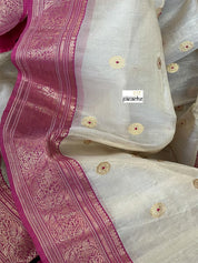 Tissue Chanderi Silk - Golden Beige Magenta Meenakari