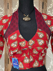 Designer Blouse - Red Maroon Blue White