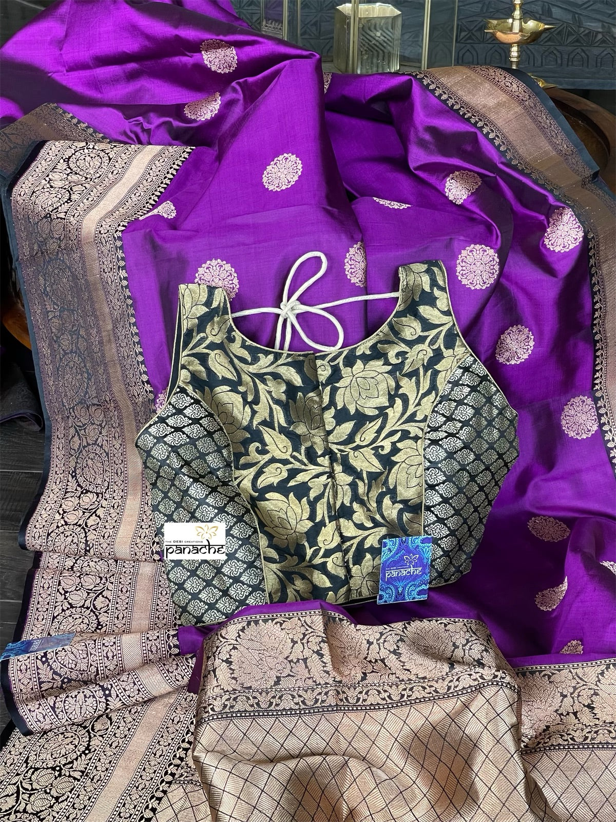 Katan Silk Banarasi - Purple Black