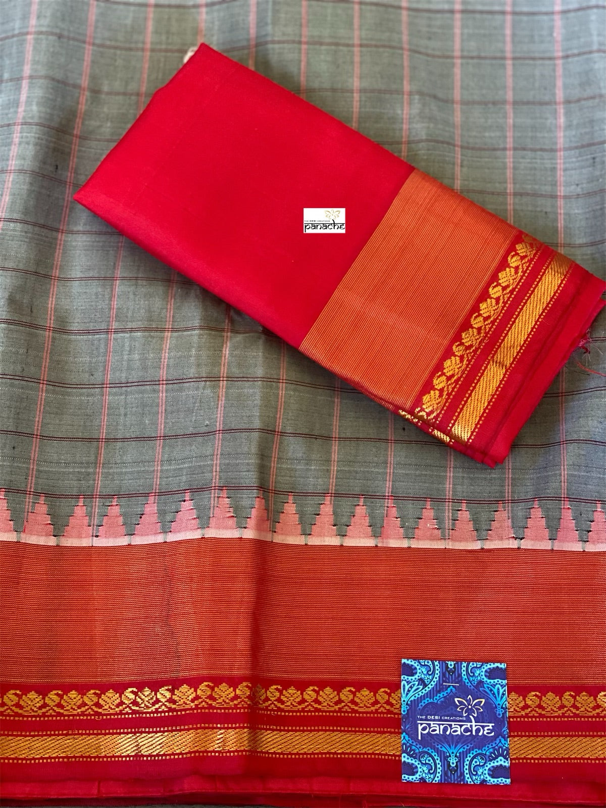 Gadwal SICO - Grey Red Checkered
