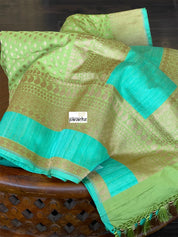 Pure Silk Katan Bootidaar Banarasi - Pista Green Kadhwa