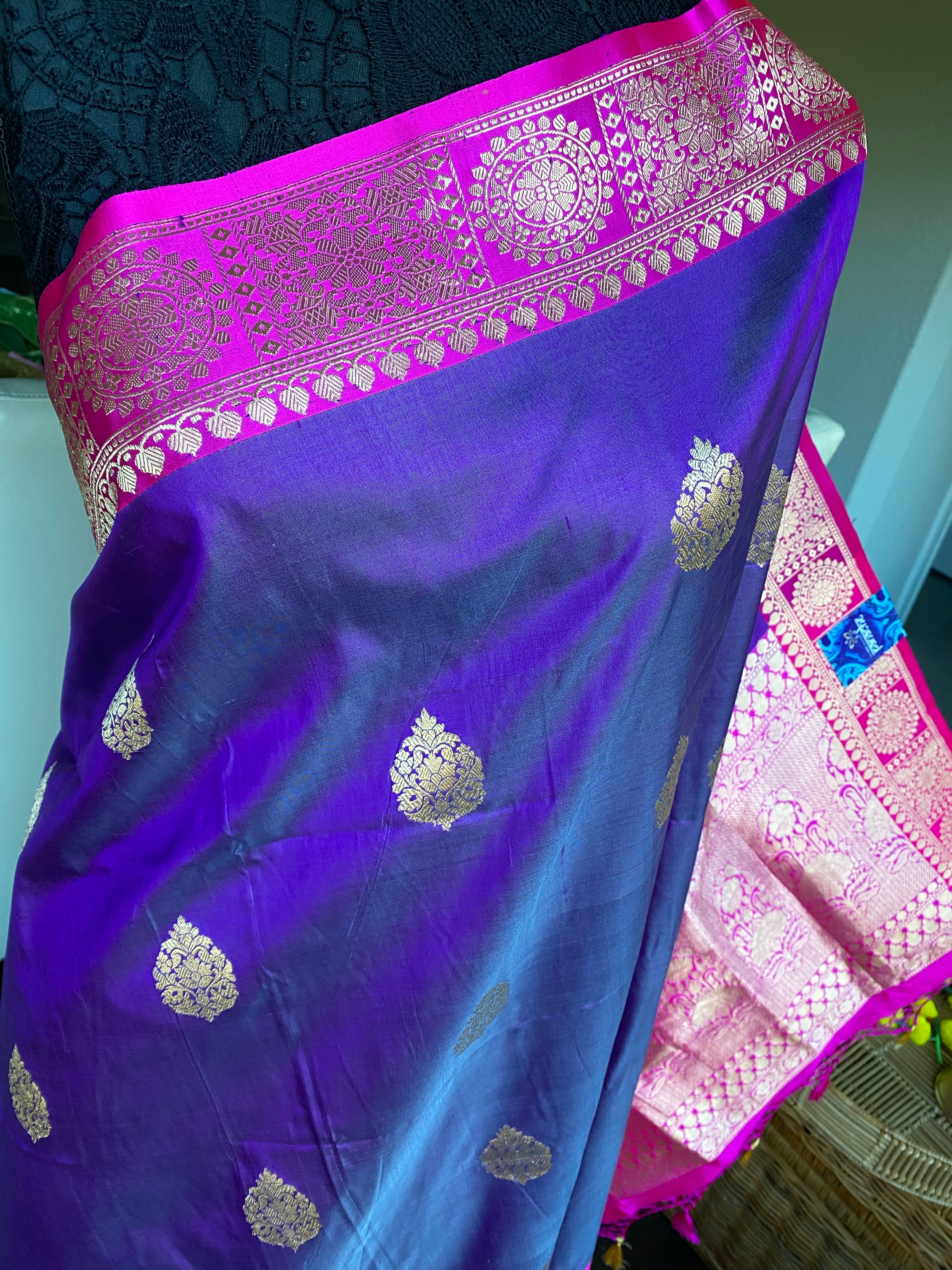 Katan Silk Banarasi - Purple Magenta
