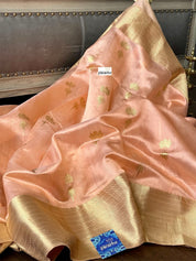 Pure Chanderi Silk - Peach Eknaliya Woven