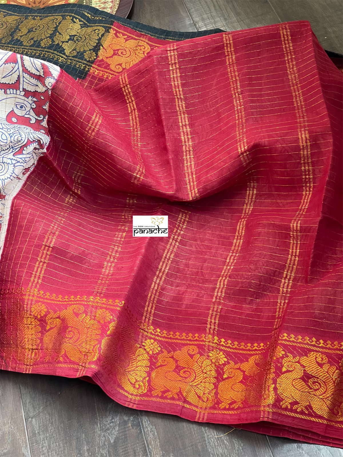 Madurai Cotton - Beige Red Black