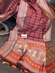 Summer Silk Banarasi - Maroon Meenakari Golden Zari
