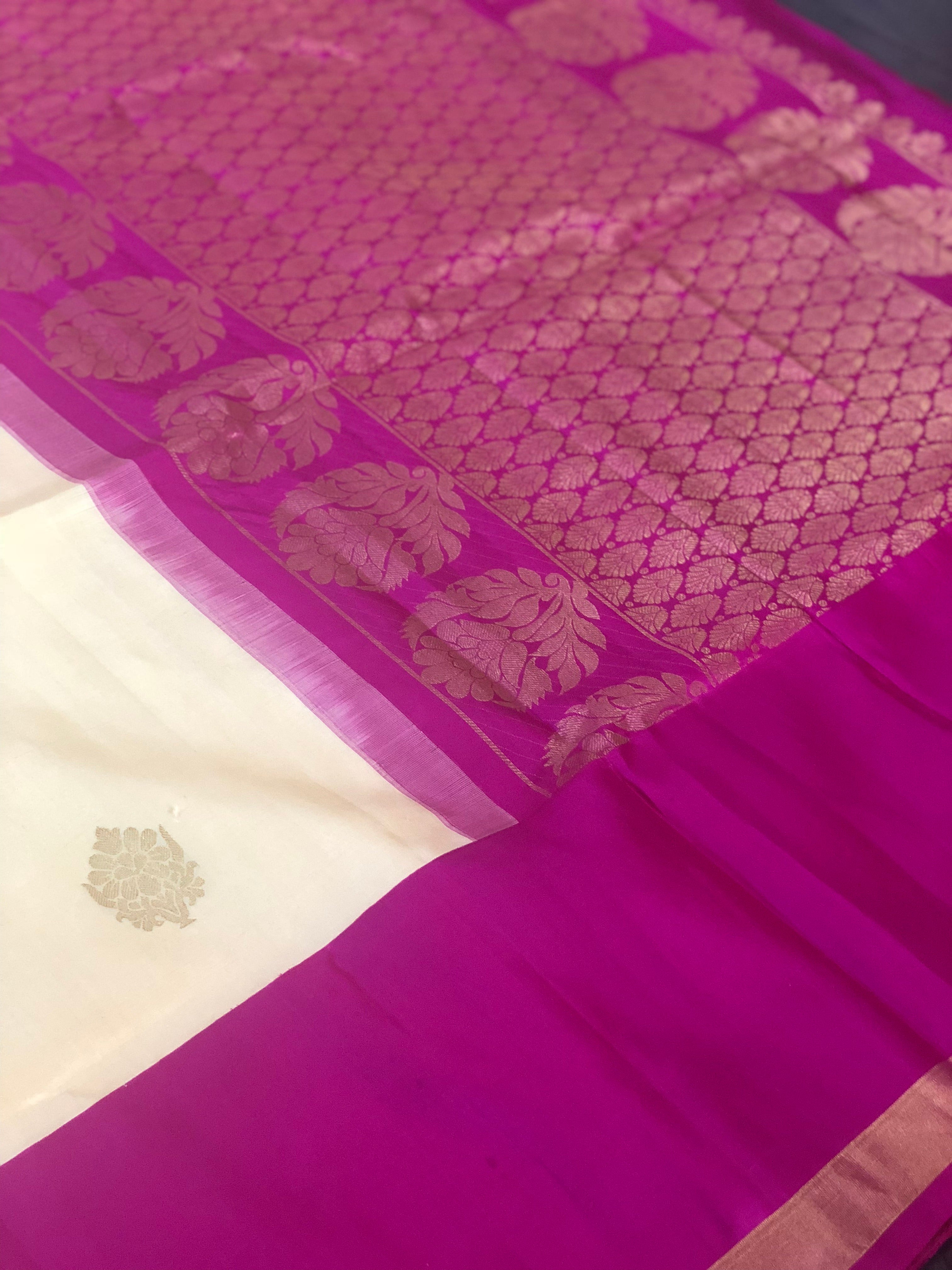 Silk Kanjivaram - Butter Yellow Magenta