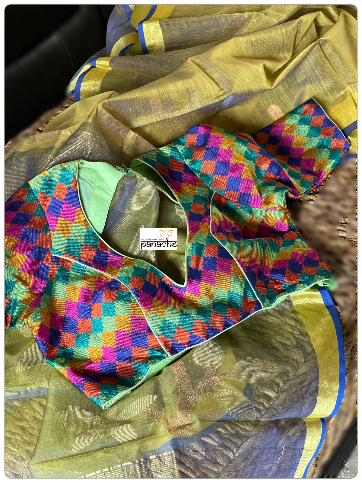Cotton Silk Jamdaani - Green Yellow