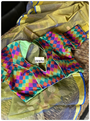 Cotton Silk Jamdaani - Green Yellow