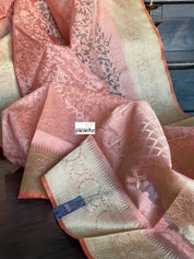 Organza Silk Jamdani Banarasi - Peach Kadwa