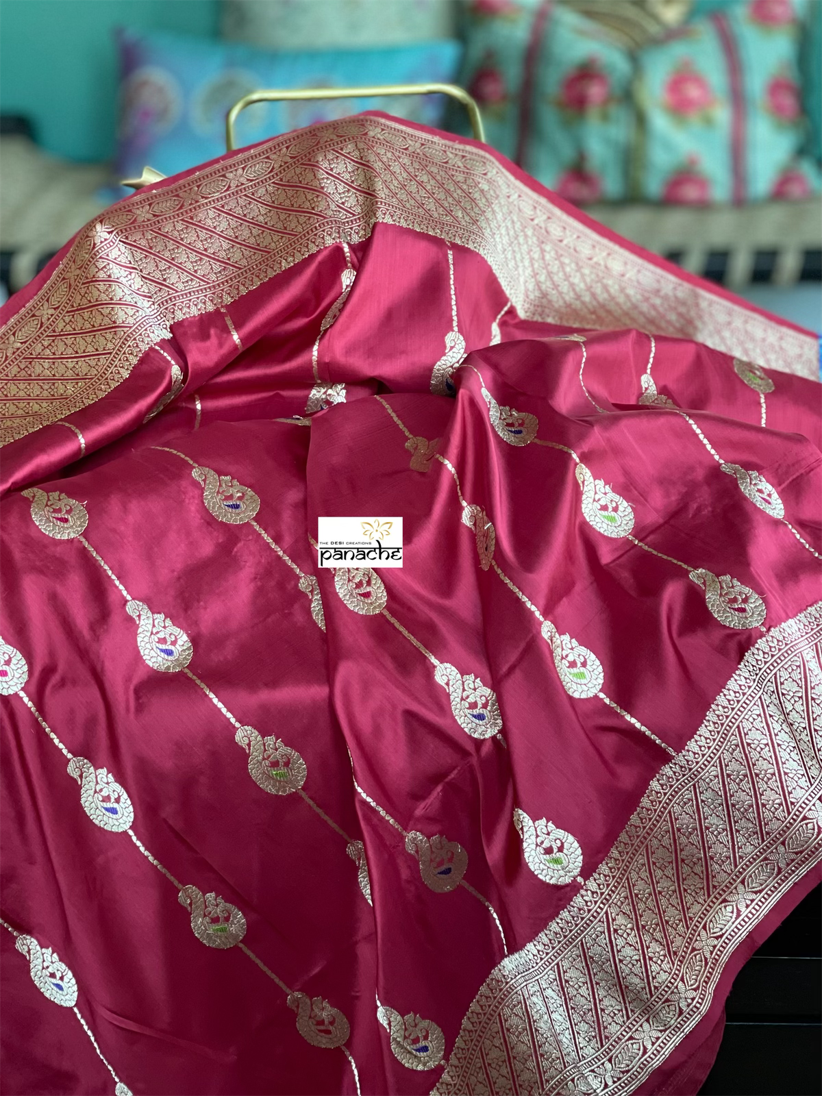 Pure Silk Banarasi - Red Antique Zari