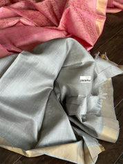 Tussar Silk - Light Pink Grey Resham Woven