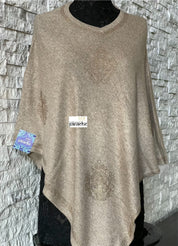 Pure Wool Poncho - Light Fawn Free Size