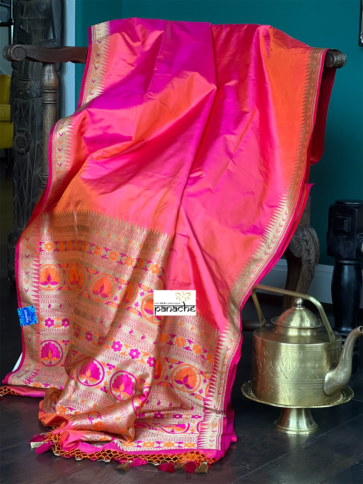 Katan Silk Banarasi - Gulabi Paithani Khadwa Woven
