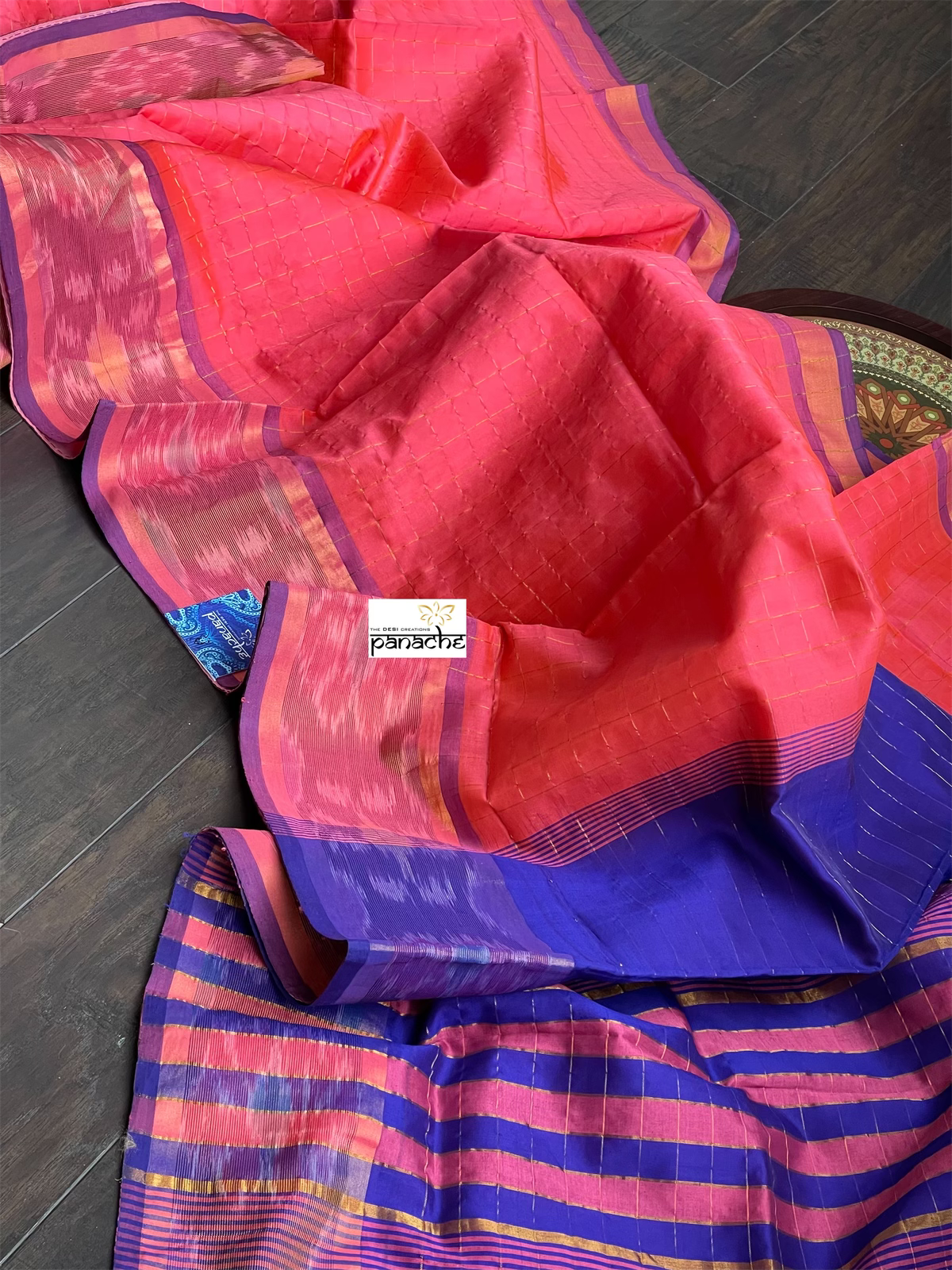 Soft Silk Ikat - Tomato Pink Blue