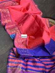 Soft Silk Ikat - Tomato Pink Blue