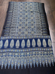 Stole Ajrakh Print - Black Indigo 1