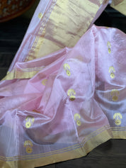 Pure Chanderi Silk - Light Baby Pink Eknaliya Woven