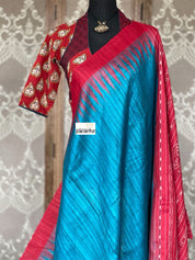 Designer Blouse - Red Maroon Blue White