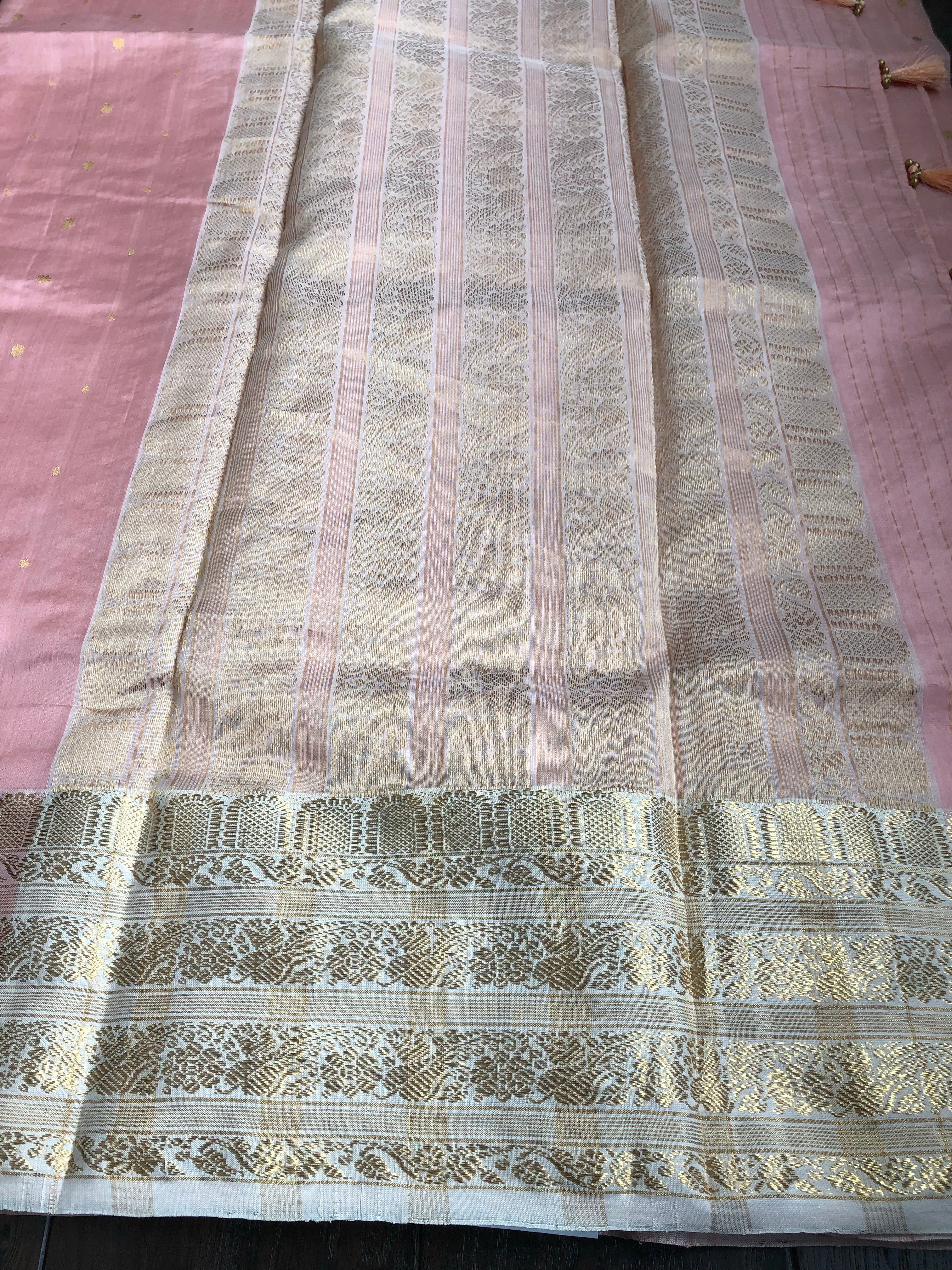 Pure Chanderi Silk - Light Pink Eknalya woven
