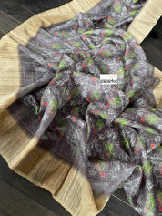 Pure Gicha Tussar Silk - Mauve  Brown Digital Printed