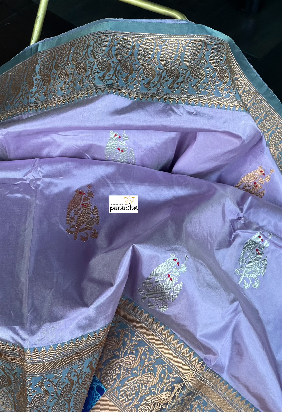Katan Silk Banarasi - Violet Grey Kadwa