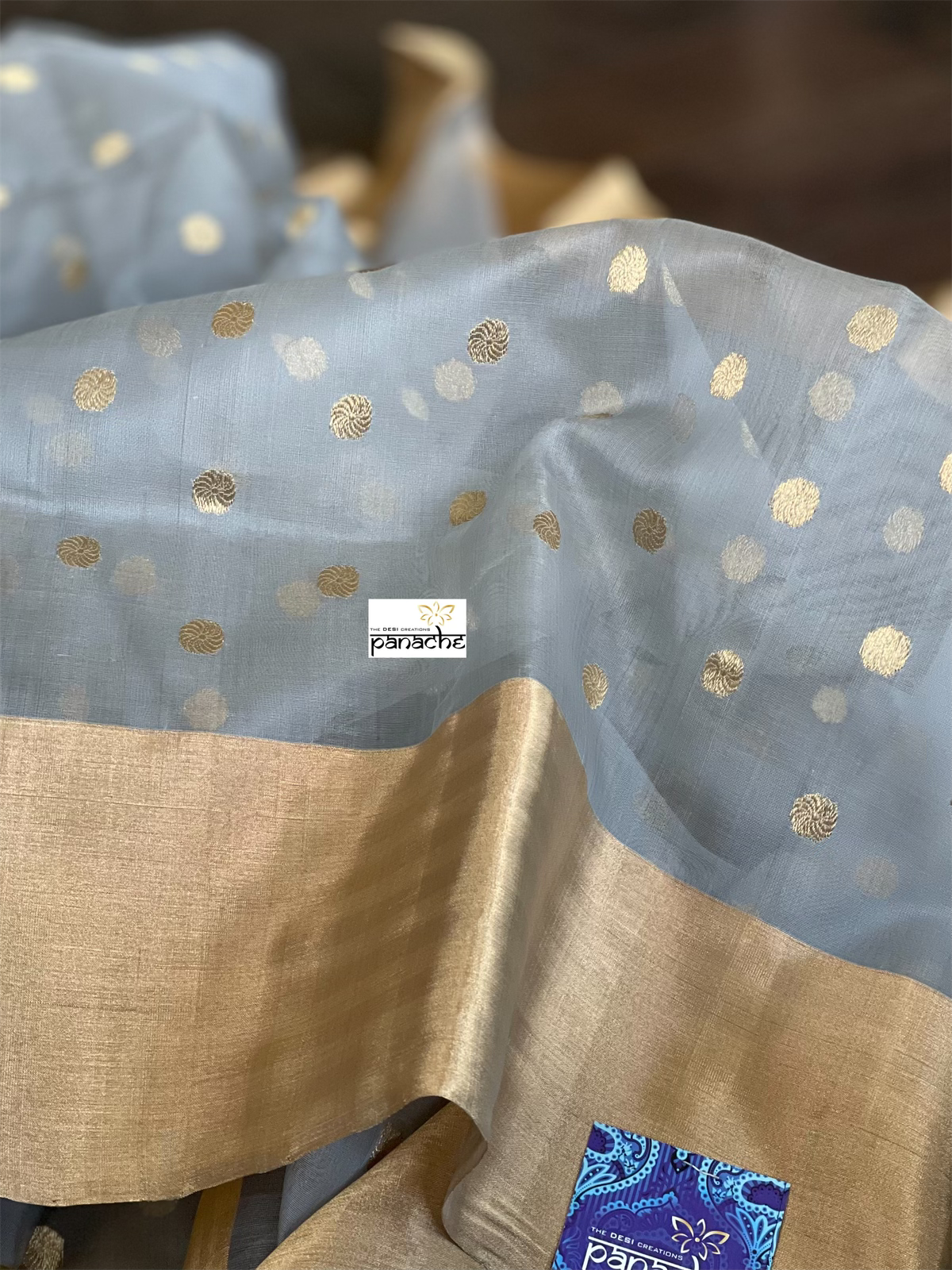 Chanderi Organza Silk - Silver Gray Eknalya woven