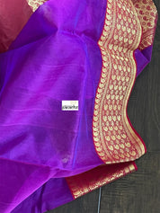 Pure Chanderi Organza Silk - Purple Red