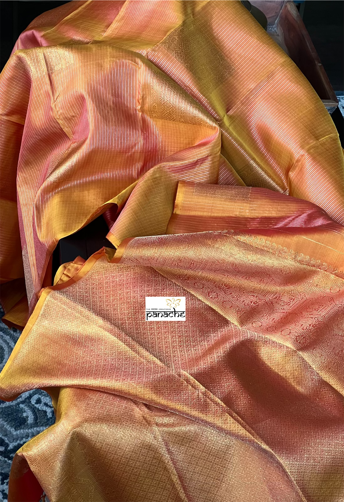 Silk Kanjivaram - Orange Dual Shaded
