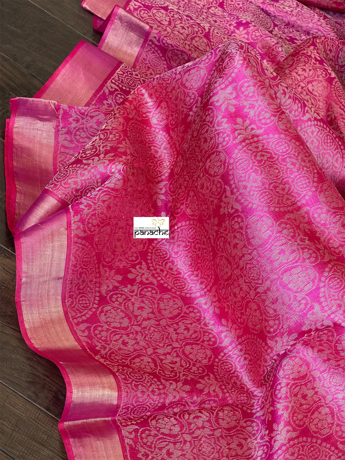 Tussar Silk - Magenta Pink Resham Woven