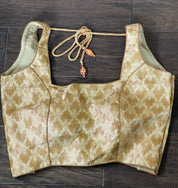 Designer Blouse - Beige Golden Woven