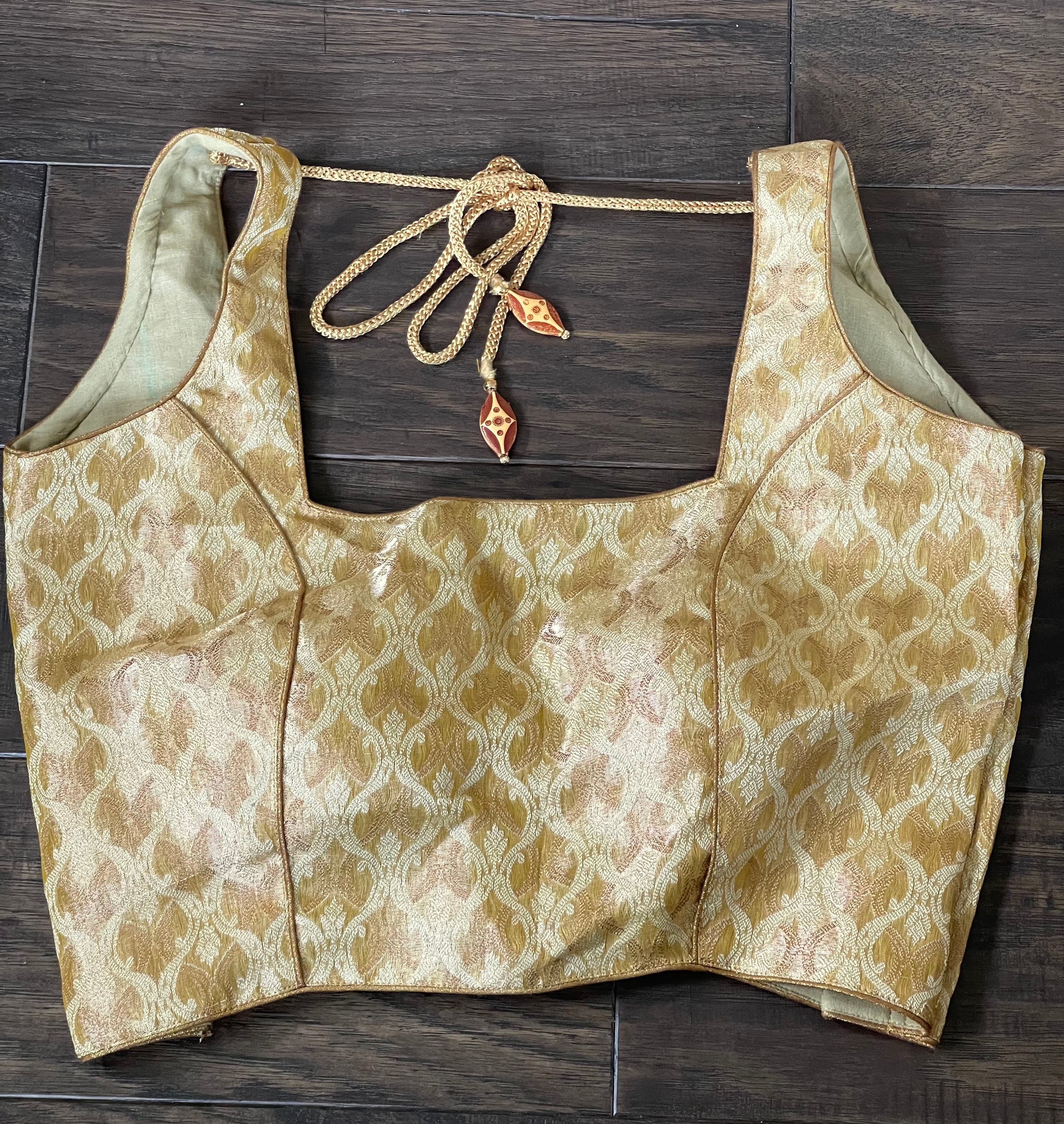 Designer Blouse - Beige Golden Woven