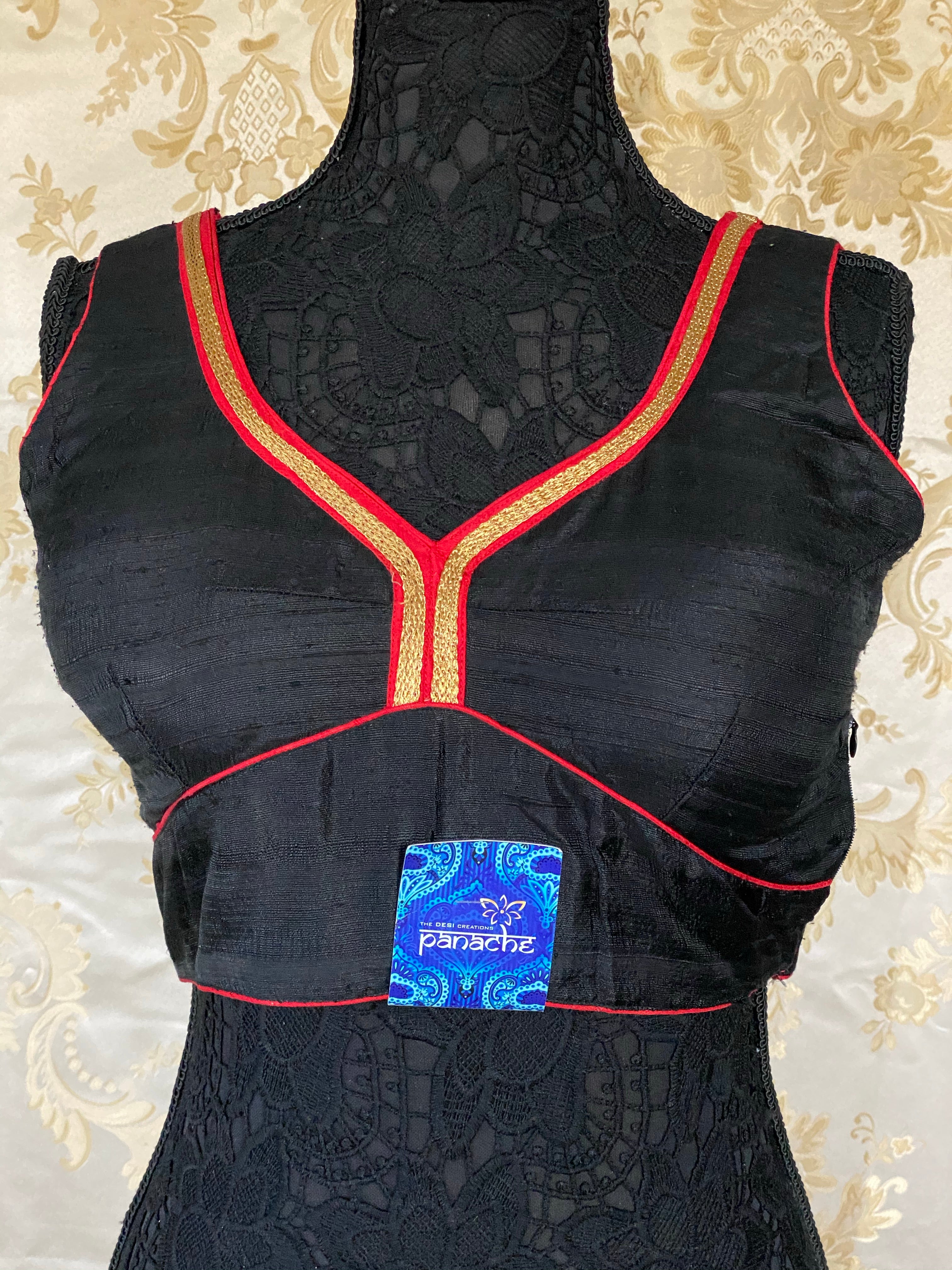 Designer Blouse - Black Raw Silk