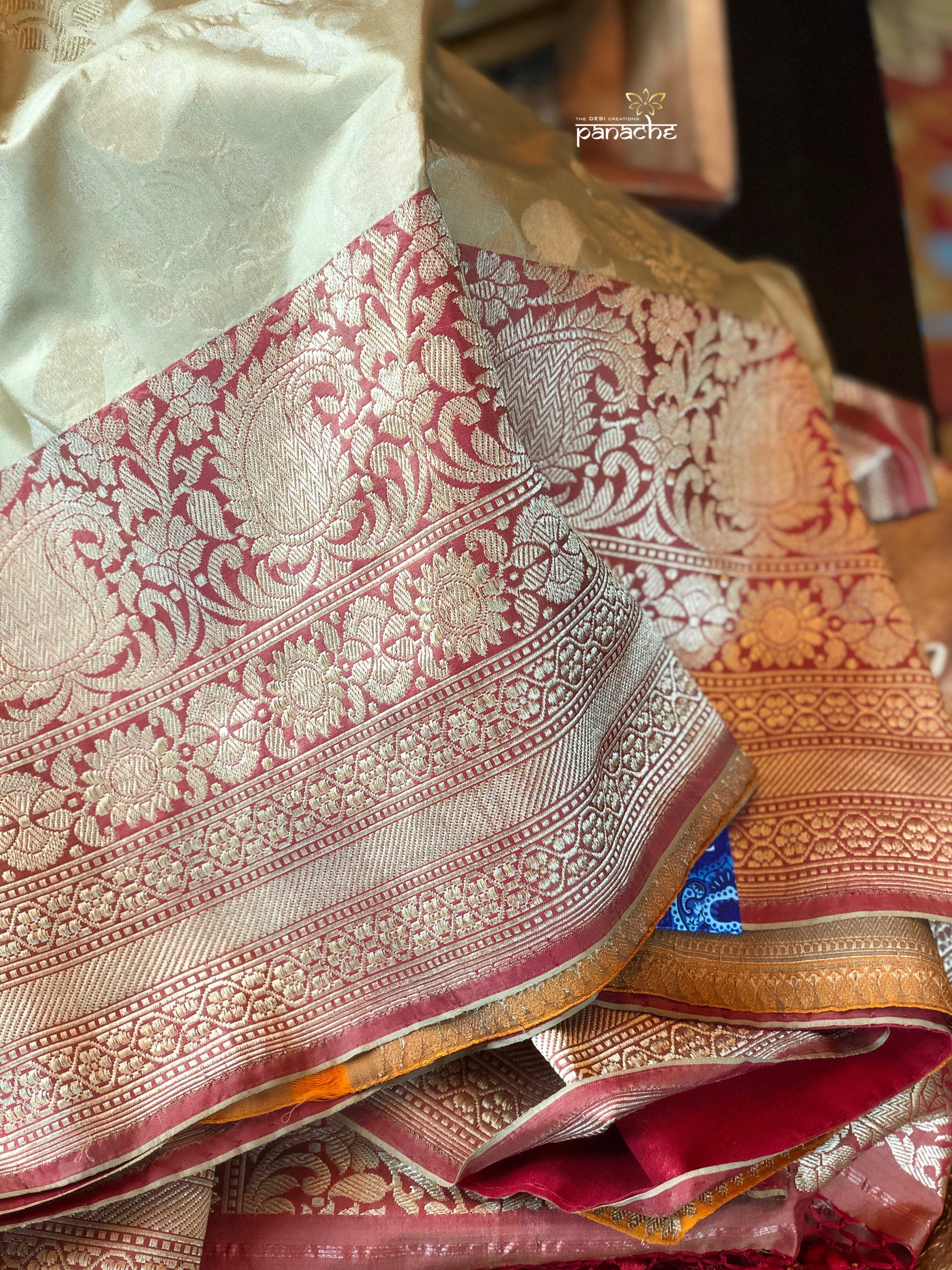 Katan Silk Banarasi - Mocha Grey Maroom