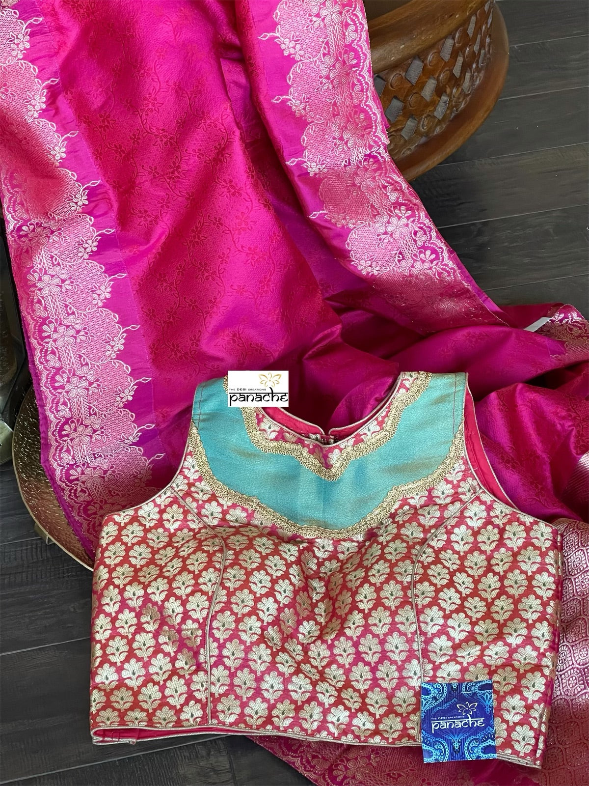 Designer Blouse - Raspberry Pink Meenakari
