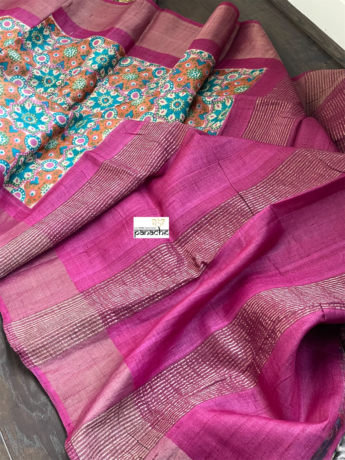 Pure Tussar Silk - Firozi Blue