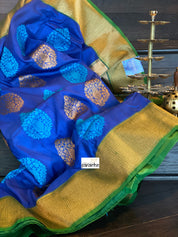 Pure Tassur Silk Banarasi - Royal Blue Green