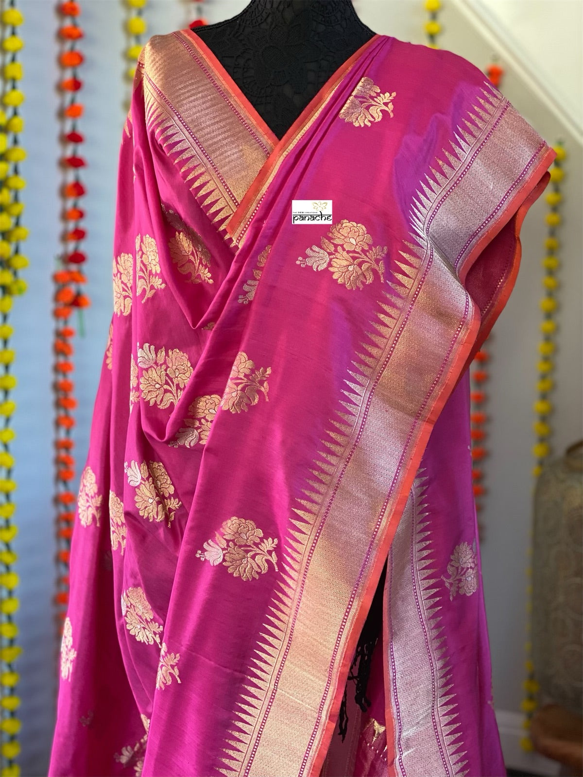 Pure Silk Katan Banarasi - Magenta Pink Kadhwa