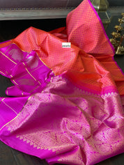 Silk Kanjivaram - Pink Orange Dual Shaded