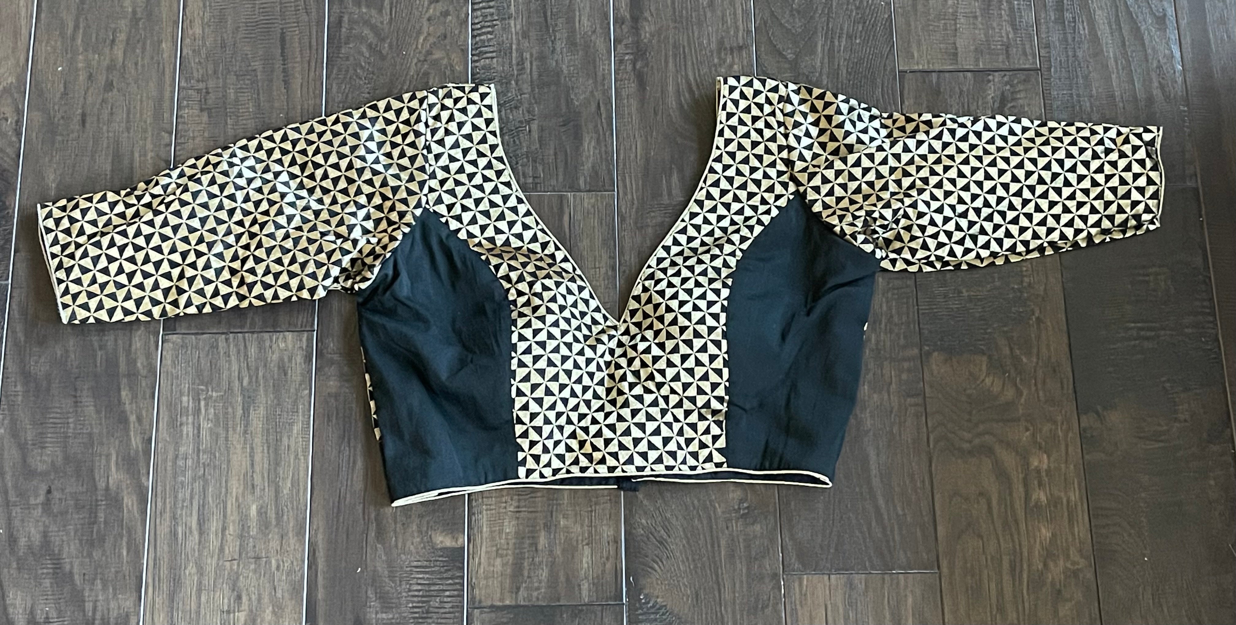 Designer Blouse - Black Gold Zari