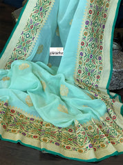 Khaddi Georgette Tilfi Banarasi - Mint Green Khadwa Woven
