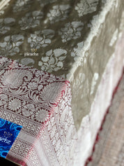 Katan Silk Banarasi - Mocha Grey Maroom