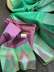 South Cotton Silk - Sea-Green Magenta Pink