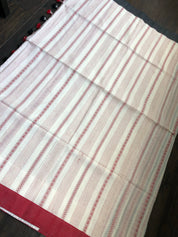 Pure Khadi Handloom - Off White Red Black Border