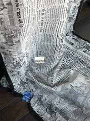 Pure Bishnupur Silk -  Offwhite Black Newspaper Printed