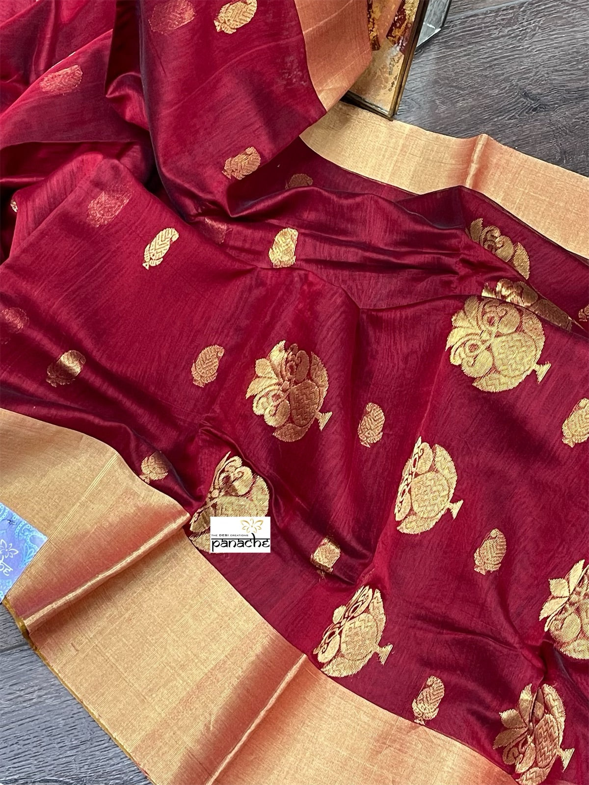 Pure Chanderi Silk Cotton - Red Eknaliya Woven